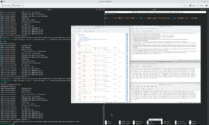 a screenshot of two terminal windows and a few text files on top