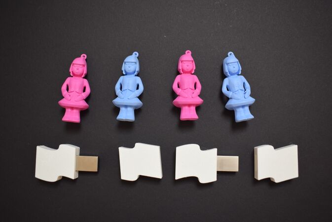 3D printed USB cases before assembly