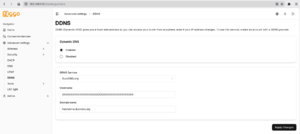 Screenshot of the DDNS section of the Ziggo router interface.