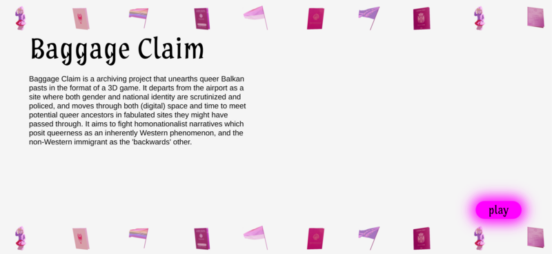 Landing page for the project Baggage Claim
