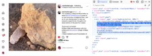 screenshot of an instagram post showing a sand colored rock in warm sunlight. On the right side of the image the source code reveals ai generated alt-text.