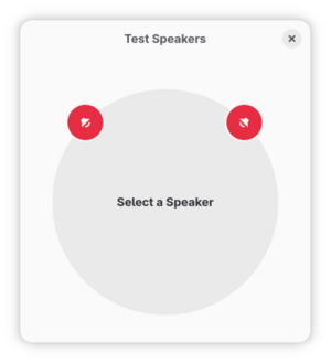 Screenshot of the dialog to test the stereo audio output in GNOME.
