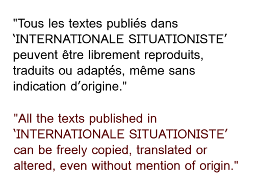 publication statement of Situationist International (1959