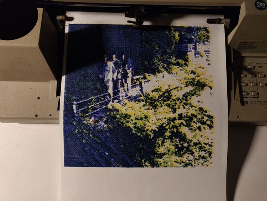 Example of a multicolor crosshatching plot: cover art of the Fishmans LONG SEASON album