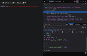 a screenshot taken in the browser where the console is used to debug some javascript code.